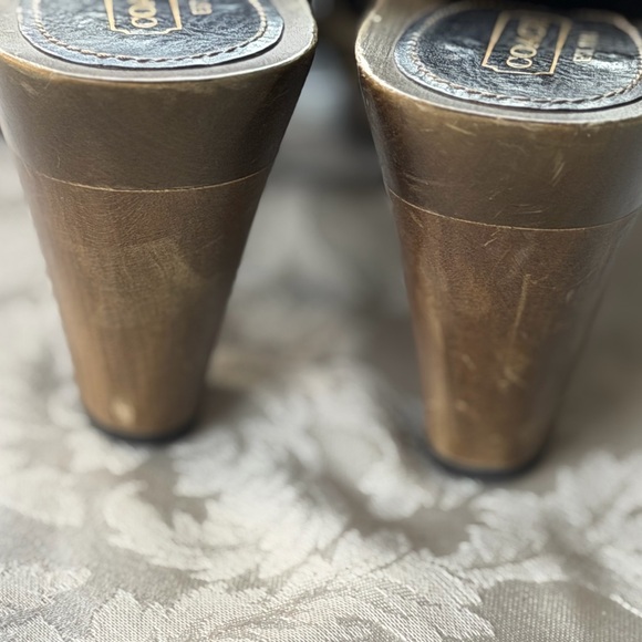 Coach Tan and Brown Patchwork Heeled Mules - Picture 4 of 4